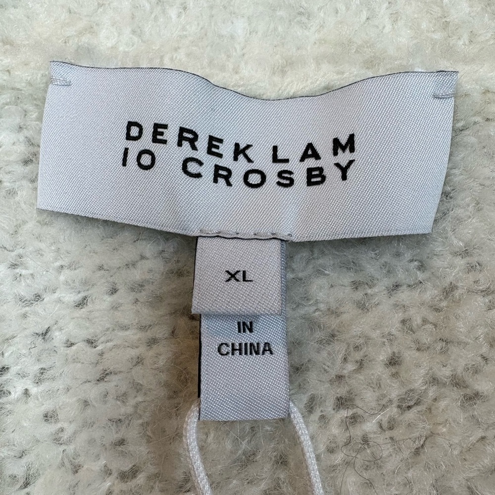 NWT Derek Lam 10 Crosby Womens Bette Fair Isle Cardigan XL White Navy Modern Lux - Picture 2 of 12